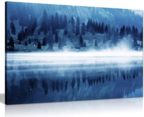 Blue Wall Art Glacial Lake Canvas Wall Art Picture Print (24x16)