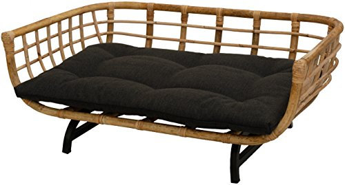 Grand panier pour chien/chat/animal domestique Lit en rotin avec coussin Non teinté Taille XL