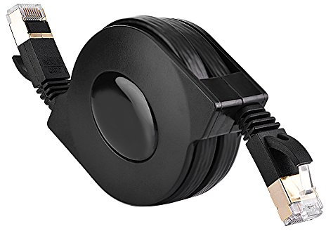 Câble Réseau Ethernet Cat7 RJ45 Câble Gigabit LAN Plat Rétractable 10 Gbps 600Mhz Compatible avec Cat3 / Cat5 / Cat5e / Cat6, etc. 1.5m