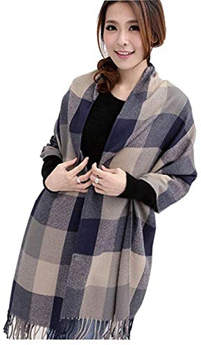 heekpek Damen Kariert Oversized Kaschmir Schal Lange Winterschal Weich Wraps Groß Karo Fransen Schals Warm für Herbst Winter