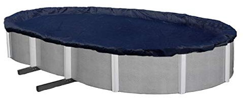 Winter Block Aboveground Pool Winter Cover, Fits 12’ x 18’ Oval, Solid Blue – Includes Winch and Cable for Easy Installation – Superior Strength & Durability, Treated for UV Protection, WC1218OV