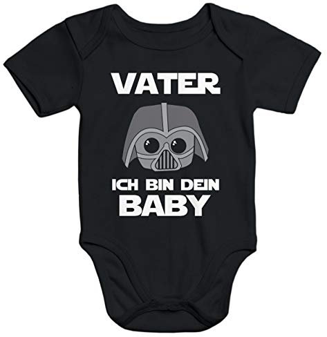 MoonWorks® Kurzarm Baby Body Vater ich Bin Dein Baby Spruch Nerd lustig Onesie Strampler schwarz 3-6 Monate