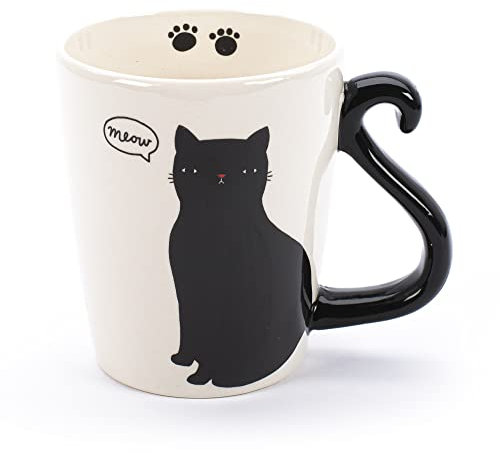 Tri-Coastal Design - Tazza in Ceramica da Tè/Caffè a Tema Animale - Idea Regalo - Gatto Nero