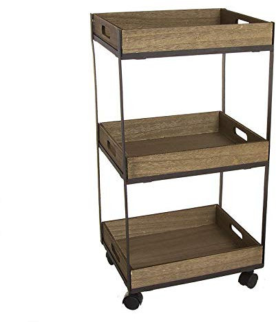 Camarera 3 Bandejas Metal Y Madera