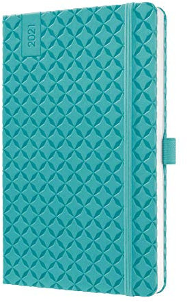 SIGEL J1103 Terminplaner Wochenkalender Jolie 2021, ca. A5, türkisblau, mit fröhlichem Kalendarium, vielen Infos und praktischen Stickern - weitere Modelle