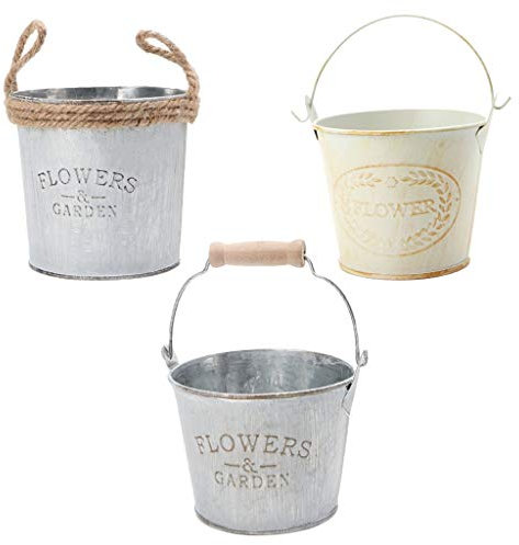 Inzopo 3pcs Seau à Plantes en métal Pot Soucoupe Plateau Saint-Valentin