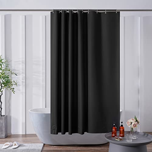 Furlinic Noir Rideau Douche 180x180cm Anti Moisissure Imperméable avec Bloc de Verre en Bas Rideau de Baignoire avec 12 Crochets