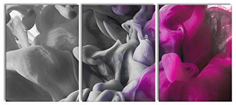 Pixxprint Tintentropfen vermischen Sich im Wasser B&W Detail, XXL Leinwandbild in Übergröße 180x80m Gesamtmaß 3 teilig, Wandbild, Kunstdruck