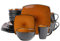 Gibson Soho Lounge Square Reactive Glaze Stoneware Dinnerware Set, Service for 4 (16pc), Amber