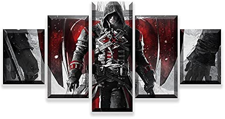 Myrdsio 5 Stück Film Poster Leinwand Wandkunst Assassins Creed Malerei Abstrakte Kunst Bild Poster Drucke