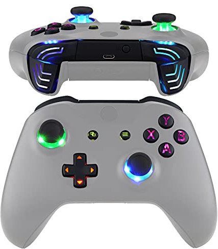 eXtremeRate LED Botones para Xbox One Mando Botón de D-Pad Joysticks Start Back ABXY Acción Teclas DTFS (DTF 2.0) LED Kit para Xbox One S X Control(Modelo 1708)-No Incluye Mando-Símbolo en Negro