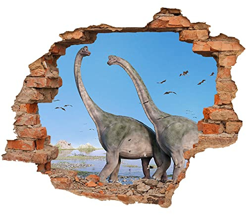 Wandtattoo - Wanddurchbruch mit Aussicht auf Brachiosaurus 70 x 57 cm (BxH) - Wandsticker