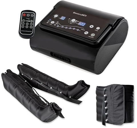 DinamicaMed® Premium 6.0 Compact Presoterapia para casa – Máquina de drenaje linfático con 6 programas, 6 cámaras de aire, Piernas XL y Faja Abdominal