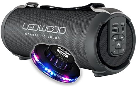 Ledwood ACCESS100 - Enceinte Bluetooth 100W TWS Portable avec Sangle - sans Fil - AUX - USB SDSD - Radio FM - Noir - OVNI LED