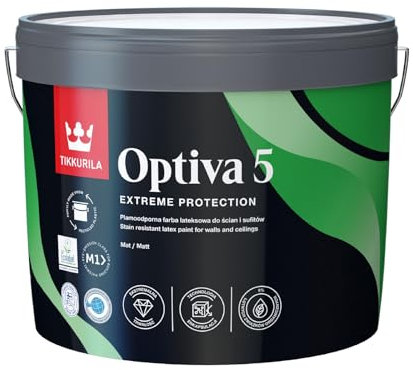 TIKKURILA Optiva 5 - Durable Matt Paint For Walls & Ceilings - Zero VOC, Scrubbable, Easy To Clean - 3 Litres