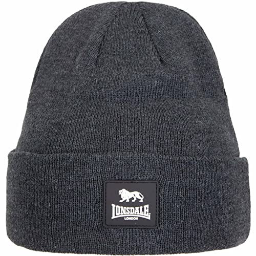 Lonsdale Cuff Rubber Badge Beanie Wintermütze (as3, Alpha, one_Size, Dark Grey, one Size)