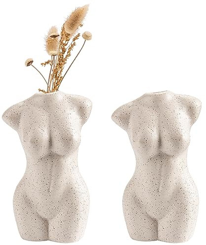 2pcs Body Vase Female Form Ceramic Vase for Flowers, Decorative Minimalist Indoor Plant Pot for Home Office Bedroom Bathroom Boho Decor Statue Sculpture