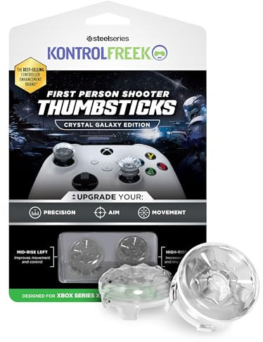 KontrolFreek FPS Freek Galaxy Crystal for Xbox One and Xbox Series X Controller | Performance Thumbsticks | 1 High-Rise, 1 Mid-Rise | Crystal