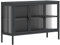 vidaXL Sideboard, Kommode mit Einer einstellbaren Ablage, Highboard Wohnzimmerschrank mit Glastür, Schrank Anrichte Beistellschrank, Schwarz Glas Stahl