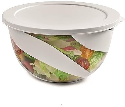 Snips Saladier de couleur blanche, Saladier avec couvercle de 5 litres, Bol de mélange, Fabriqué en Italie