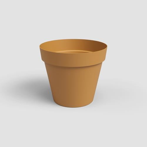 Artevasi Capri Pot, Pot de Fleurs en Plastique, 40cm, Couleur Jaune Miel