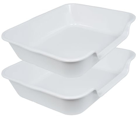 Blaucasa 2 Pack Extra Large Dog Litter Box Pan Tray (ABS Material), Low Entry Jumbo Senior Litter Boxes for Multiple Kitten Big Cats, Pet Safe Indoor Dog Potty (Light Gray, 24 L x 20 W)