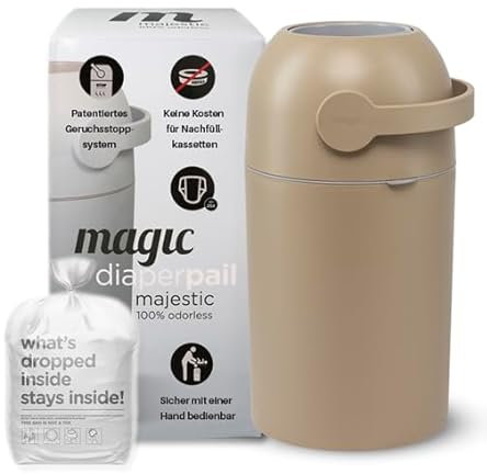 Set Magic Windeleimer Majestic & Windel Blaubär | Diaper Keeper mit Geruchsstop-System | bis zu 15 Windeln | keine Nachfüllkassetten nötig | Mülleimer für Baby Windeln | Einhandbedienung