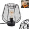 HOFSTEIN Tischleuchte Oravi, moderne Tischlampe aus Metall in Schwarz, Nachttischlampe mit Schirm in Gitter-Optik, Höhe 28 cm, mit An-/Ausschalter am Kabel und Lichteffekt, 1 x E27, ohne Leuchtmittel