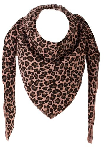 FASHION YOU WANT XXL Tuch LEO Farben Farbwahl Halstuch Musselintuch Musselin Leopard Muster Damen Damenhalstuch Dreieckstuch Schal Frauen leicht (doppellagig) (Leo klein rosa)