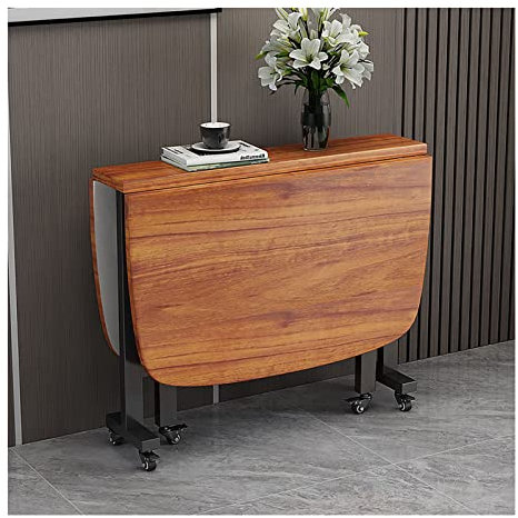 Klappbarer Drop-Leaf-Esstisch,ausziehbarer Holz-Esstisch mit Universalrad,multifunktionaler,platzsparender Tisch und Stühle für Restaurant,Wohnzimmer,Terrasse,Terrasse,120 cm