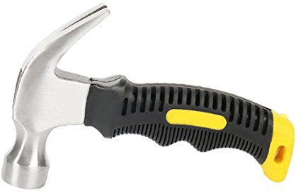 TopHomer 160mm Mini Claw Hammer, Small Hammer for Construction, Demolition, Prying, Splitting, Tearing Wood, Black, Rubber Handle