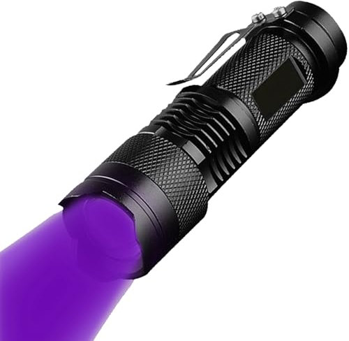 MODOAO Lampe torche UV 395 nm, puissante lumière UV pour inspection de la maison et de l'hôtel, détecteur de lumière noire pour urine d'animaux, taches, punaises de lit et plus encore