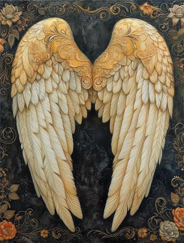 Bugufen Diamond Painting Flügel, DIY 5D Flügel Diamond Painting Erwachsene, Full Round Diamant Painting Bilder mit Zubehör Set, Kristall Art Kreuzstich Stickerei Malerei für Home Wand Deko 30x40cm