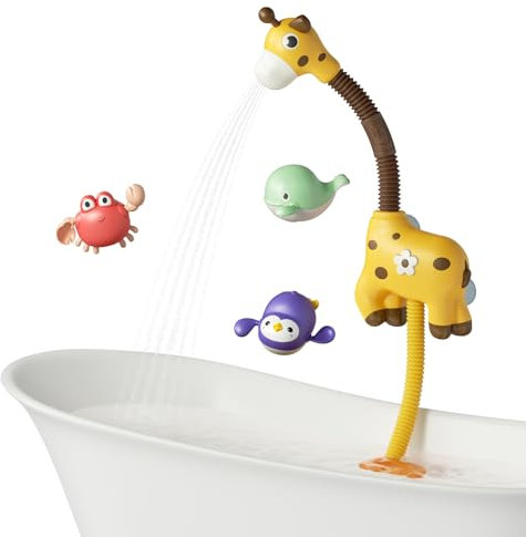 TUMAMA Juguetes de Baño Bebe, Juguetes Bañera Agua Bebe, Juguete Bañera Ducha para Bebe, Regadera Baño Bebe Niños 3 4 5 6 Años Tener 3 Juguetes de Animales Flotantes, Materiales ABS Seguros