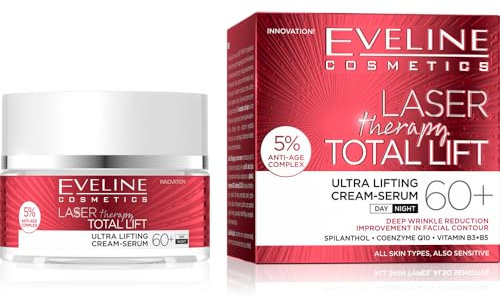 Eveline Cosmetics Laser Therapy Total Lift 60+ | Ultra-Lifting-Creme-Serum | Anti-Aging mit Coenzym Q10, Vitaminen B3 & B5 | Vegane Pflege für reife Haut