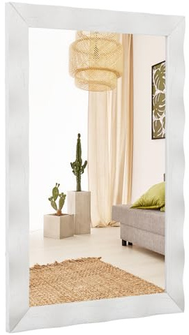 LIFEZEAL Espejo de Pared Rectangular de Madera (Blanco) | Espejo decorativo de 106x71,5 cm para dormitorio, pasillo y entrada