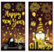 Whaline Fensteraufkleber Happy New Year, goldfarben, Feuerwerk, Zwerg, LKW, Geschenk, wiederverwendbar, für Zuhause, Büro, Klassenzimmer, Party-Dekoration, 6 Bögen