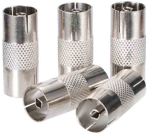 Greluma 5 Piezas Adaptador de conector de antena de TV coaxial de enchufe a enchufe, hembra a hembra