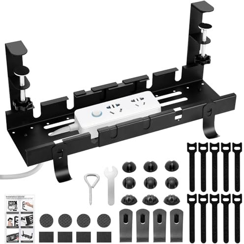 Bandeja De Gestión De Cables Debajo del Escritorio, Bandeja Cables Escritorio Retráctiles de 30.5CM a 55CM, Sin De Taladro, Organizador Cables Escritorio, Estante De Gestión, para Hogar y Oficina