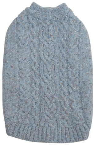 JACK AND VANILLA, weicher Hundepullover mit Zopfmuster, modernes und schickes Design, ideal für Spaziergänge, Größe XL, hellblaue Farbe, Modell 5Th Avenue Dogwalk