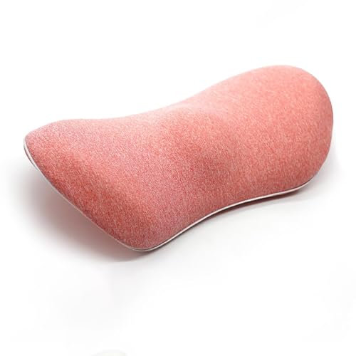 Edumov Lendenwirbelkissen, Ergonomisches Rückenkissen, Memory Foam Lendenkissen Auto, Komfort Rückenstützkissen zur Druckentlastung, Rückenpolster für Bett/Stuhl/Autositz/Bürostuhl (Rosa)