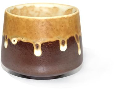 DRHYO 6oz Cappuccino Coffee Cups, Personalised Coffee Cup Without Handle, Ideal for Coffee Shops, Offices, Home, Interesting Gift for Women, Colleagues,Brown