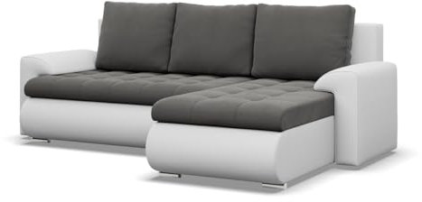 Mebligo - Ecksofa mit Schlaffunktion und 2 Bettkasten Dunkelgrau + Grau 230x89x159 (BxHxT) FORESTA - Rechts Eckcouch, Sofas & Couches, Couch L Form, Cauchsofa, Sofa Wohnzimmer