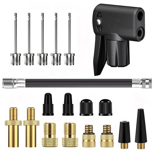 CANDPOT Fahrradventil Adapter Set, Ersatz-Pumpenkopf mit Doppelventil für Alle Fahrrad, Autoventil Adapter, Französisches ventil, Ballnadel, Schlauchventil und Luftpumpe Adapter für Fahrradpumpe