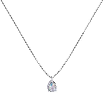 Niaspi Halskette mit Regenbogen-Tropfen-Anhänger für Damen und Mädchen, zierliche Aurora-Borealis-Halskette, birnenförmig, geometrisches Halsband, minimalistisch, bunt, zartes Schmuckgeschenk