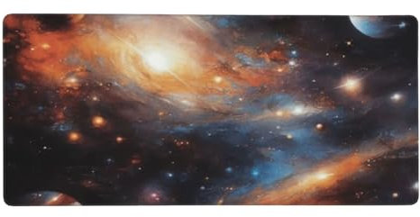 Tapis de Souris XXL Gaming 1200x600x3mm Planète Cosmique Grand Mouse Pad avec Base en Caoutchouc Antidérapant, Imperméable et Antitache Surface en Tissu Bords Cousus pour PC Souris et Clavier F9080