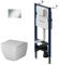 AM.PM - Komplettes Set - Vorwandelement II12709 Prime Fit inkl. Eckige Betätigungsplatte Chrom + Hänge-WC Gem Spülrandlos + WC-Sitz mit Soft-Close-Absenkautomatik