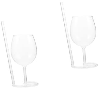 Alipis 2 Stck. Weinglas mit Strohhalm kreative trinkgläser Einzigartiges Design Champagnerglas Goblet für Weinliebhaber Kreatives Design Champagnerglas Personalisiertes Glas Bar Kelch