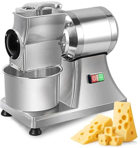 Grattugia elettrica per formaggio da 550 W, grattugia e affettatrice per formaggio commerciale, robusta, in acciaio inox, ideale per formaggio, burro, pane, crusca
