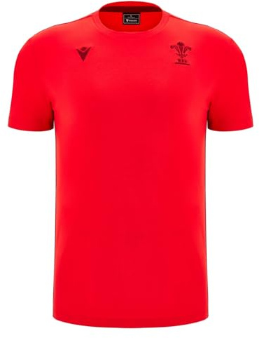 Macron Mens Wales T-Shirt 2025 Adults Short Sleeve Cotton Red XXL